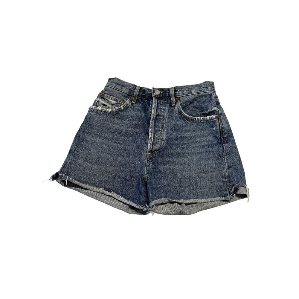 AGOLDE Medium Wash Blue Denim Button Fly Jean Shorts Women's Size 24